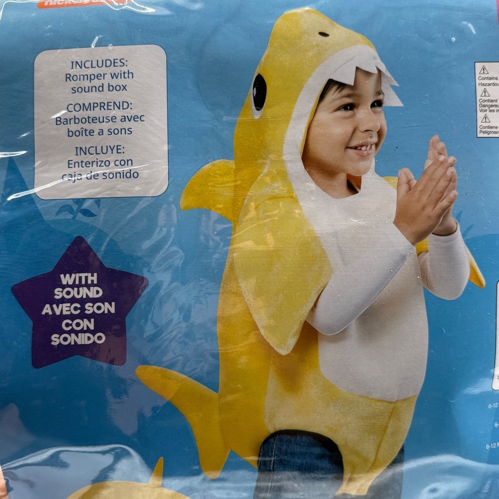 Baby Shark Costume 12-24 Months Romper with Sound Nickelodeon Pinkfong Cosplay